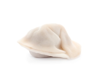 Photo of Tasty fresh boiled dumpling on white background