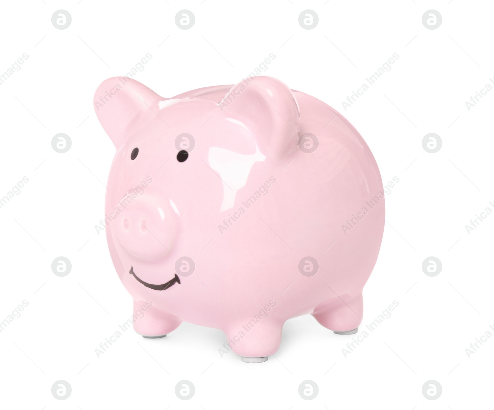 Photo of Piggy bank isolated on white. Saving money