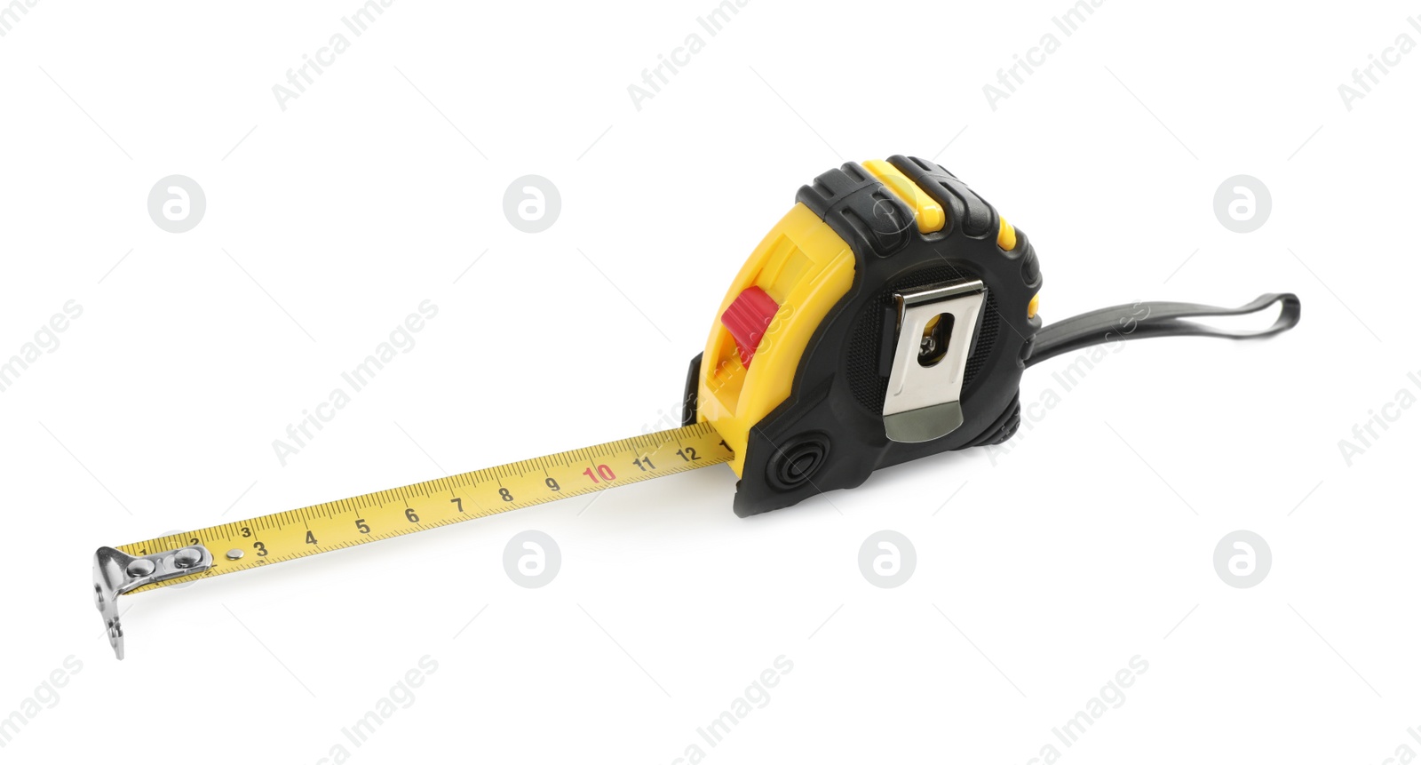 Photo of Tape measure isolated on white. Construction tool