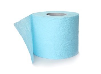 Photo of Color toilet paper roll on white background