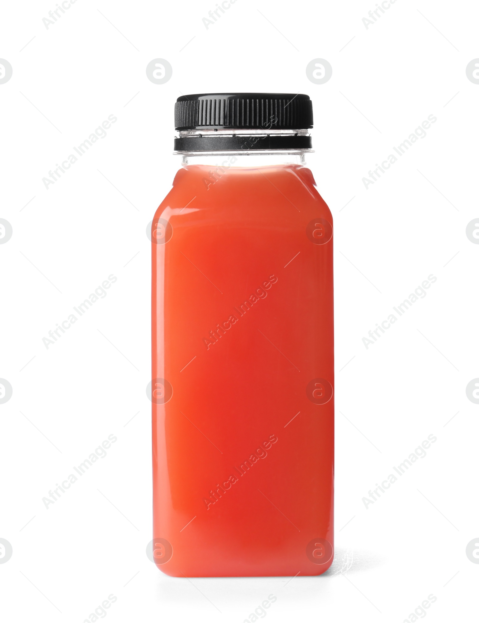 Photo of Bottle with fresh juice on white background