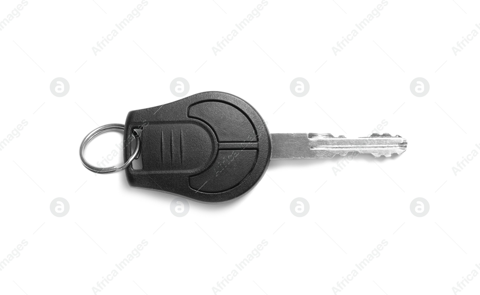 Photo of Car key isolated on white, top view