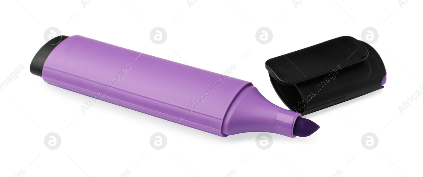 Photo of Bright violet marker isolated on white. Office stationery