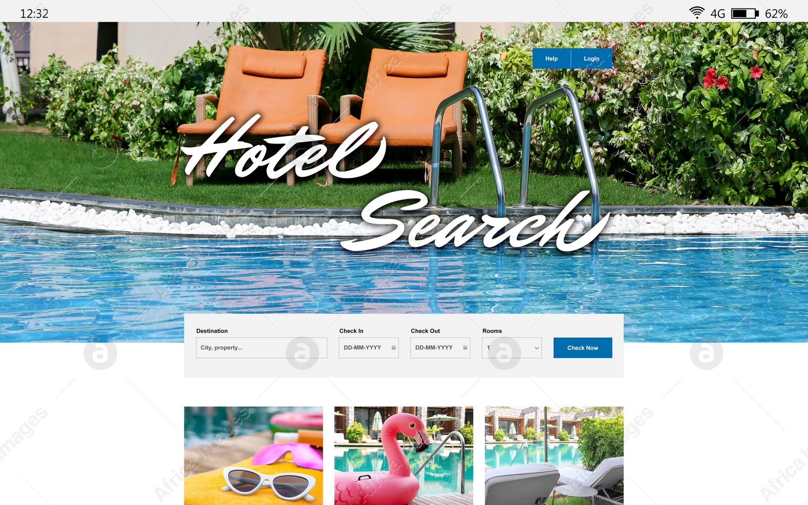 Image of Online hotel booking website interface with information