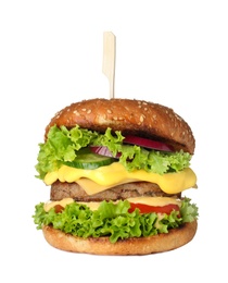 Photo of Fresh tasty burger isolated on white background