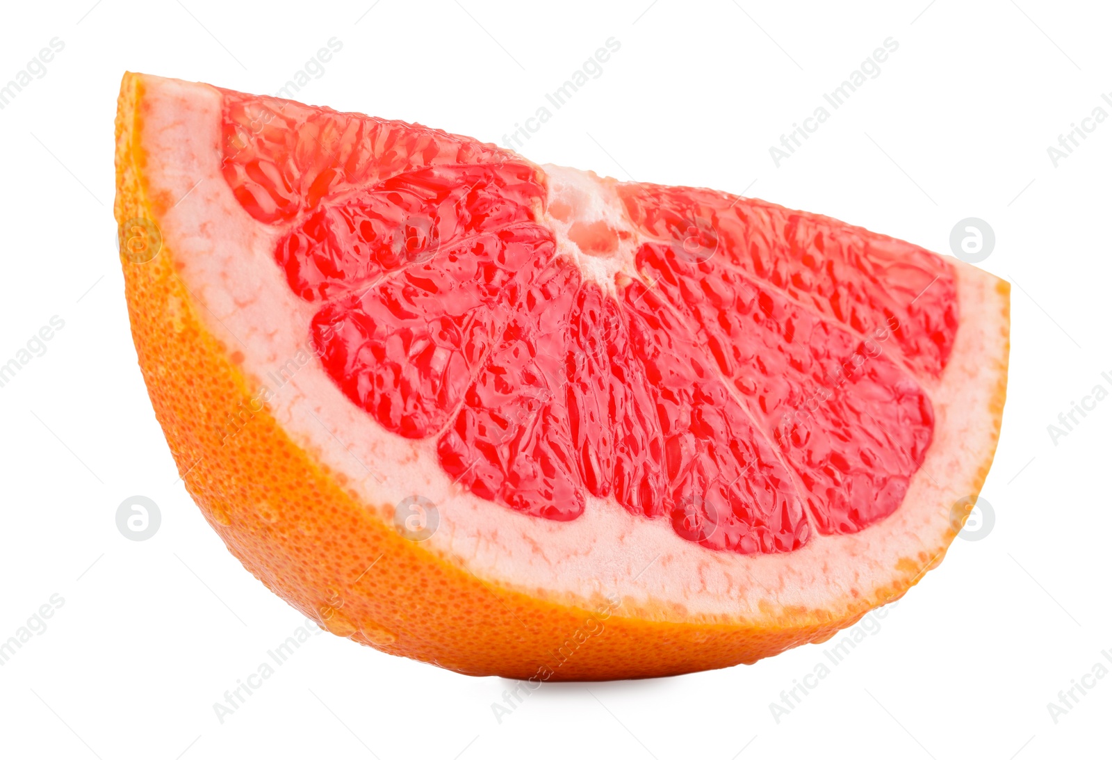 Photo of Cut ripe grapefruit isolated on white. Citrus fruit