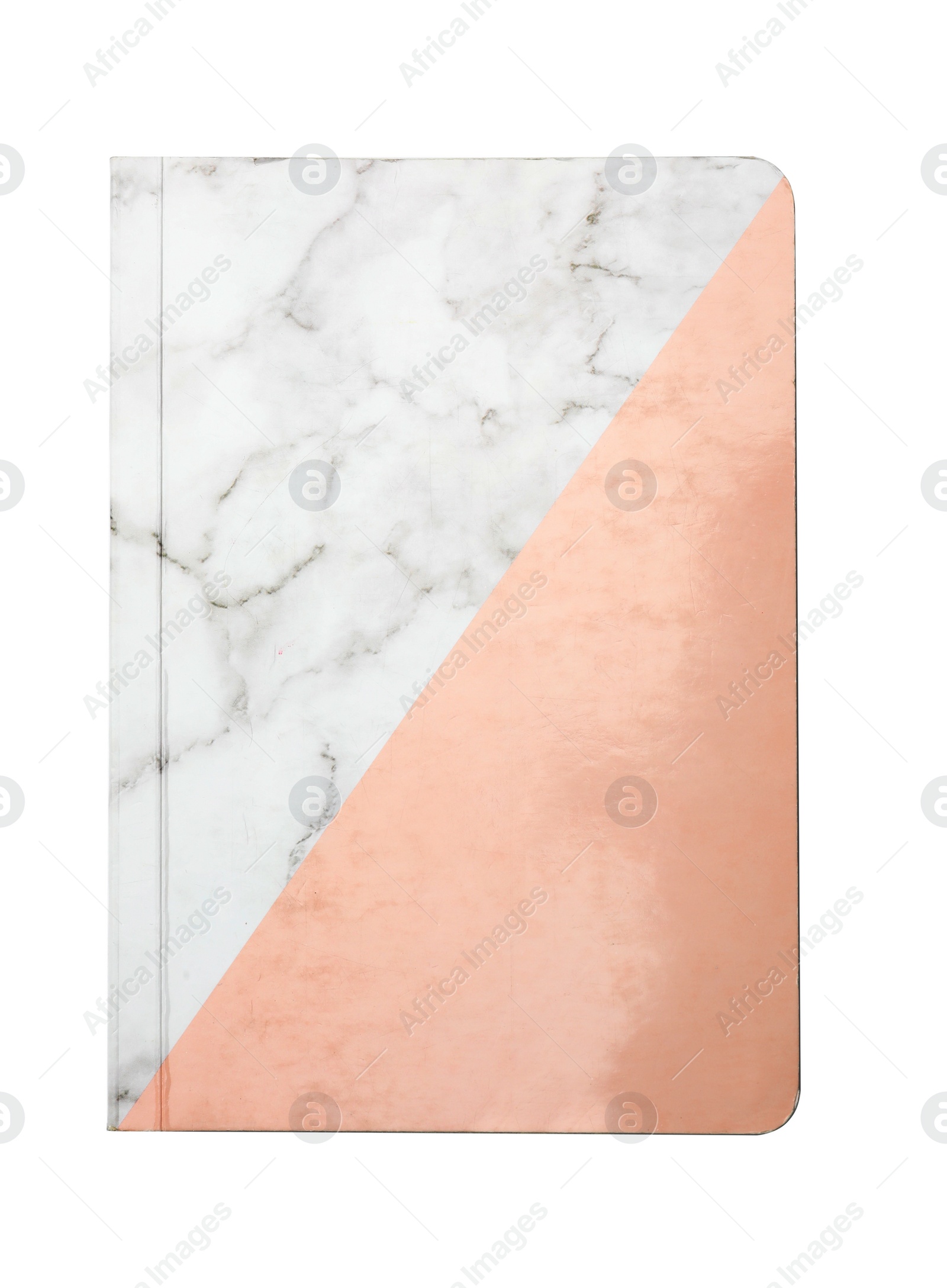 Photo of Stylish color notebook isolated on white, top view