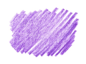 Photo of Purple pencil hatching on white background, top view