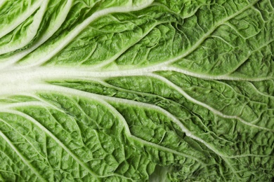 Photo of Fresh ripe Chinese cabbage as background, top view