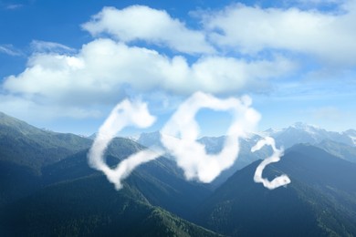 Image of Concept of clear air. CO2 inscription and beautiful mountain landscape