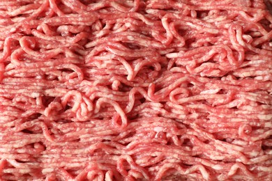 Photo of Raw ground meat as background, top view