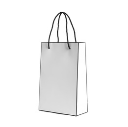 Stylish gift paper bag isolated on white