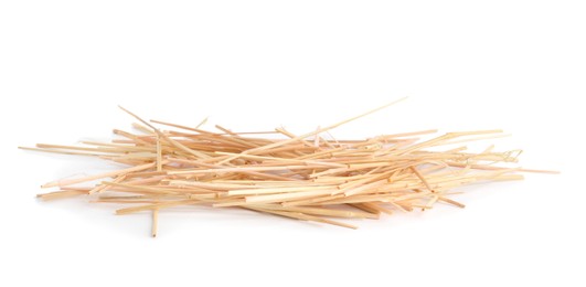 Heap of dried hay on white background