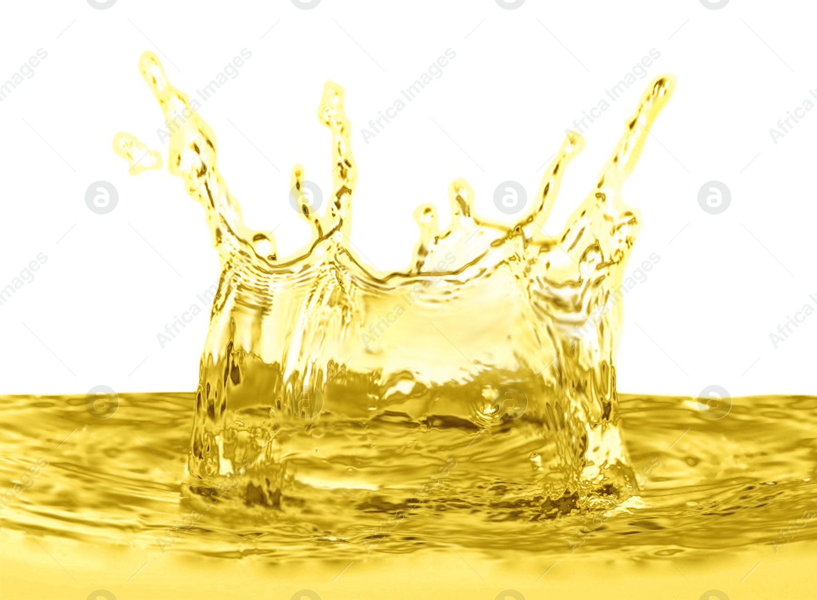 Image of Splash of natural cooking oil on white background