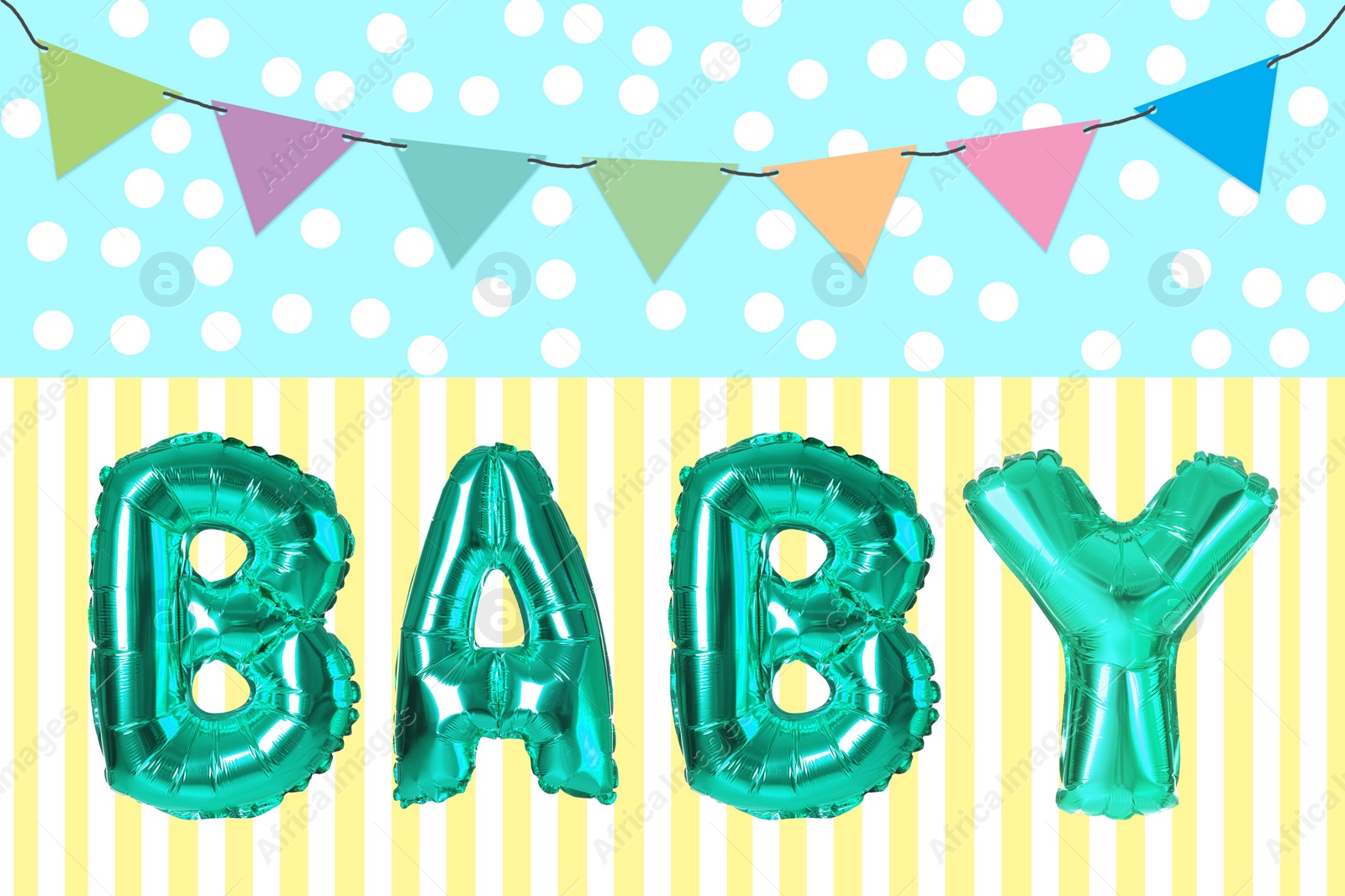 Image of Festive balloons and decoration for baby shower party