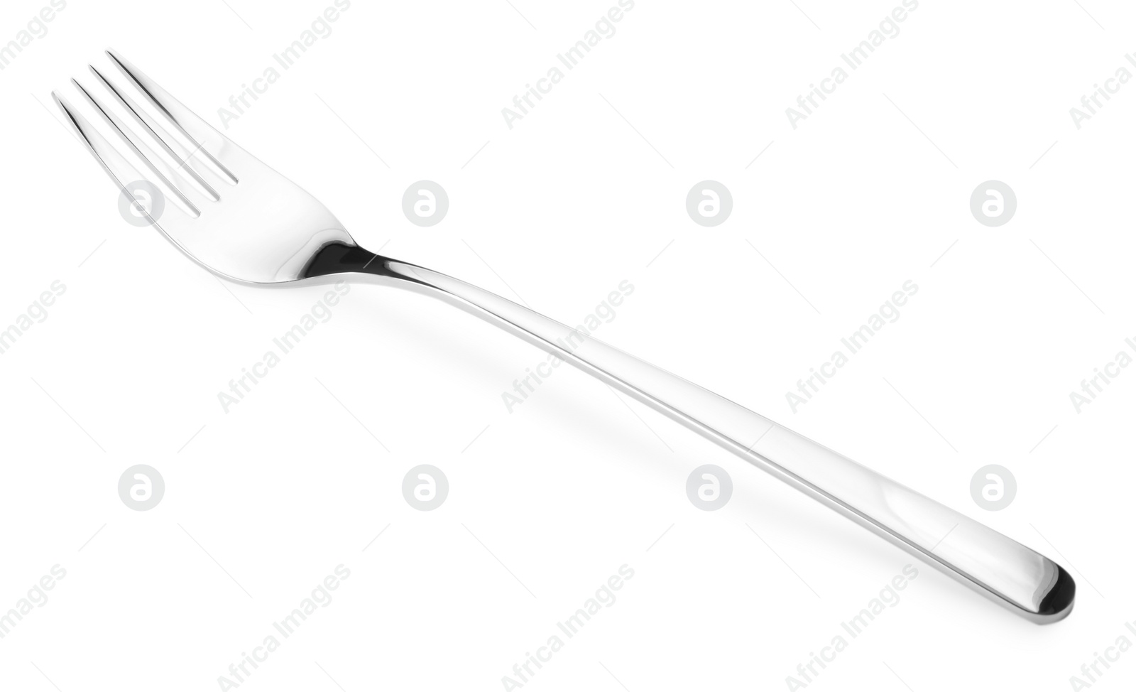 Photo of One shiny silver fork isolated on white