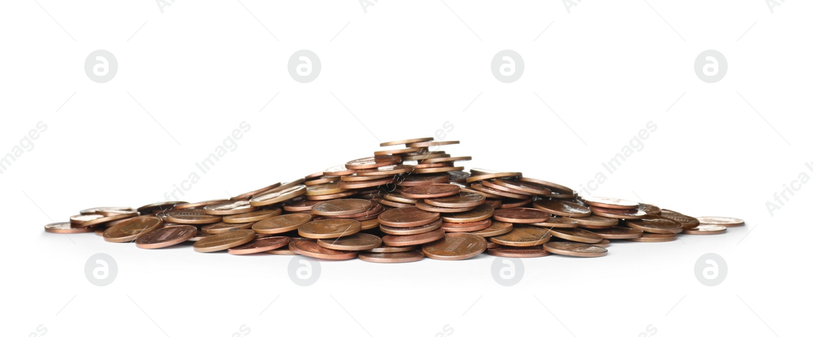 Photo of Pile of US coins isolated on white