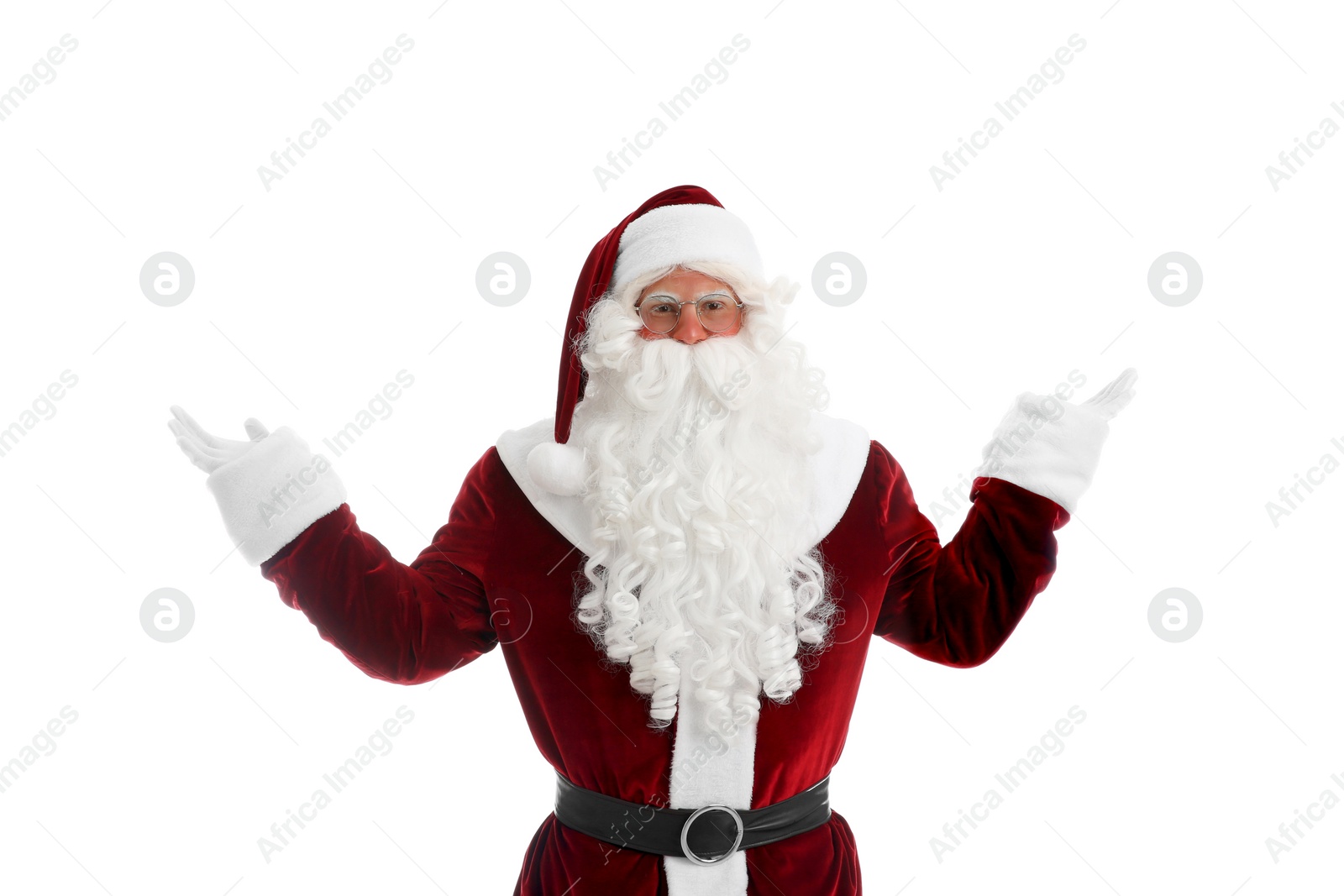 Photo of Portrait of Santa Claus on white background