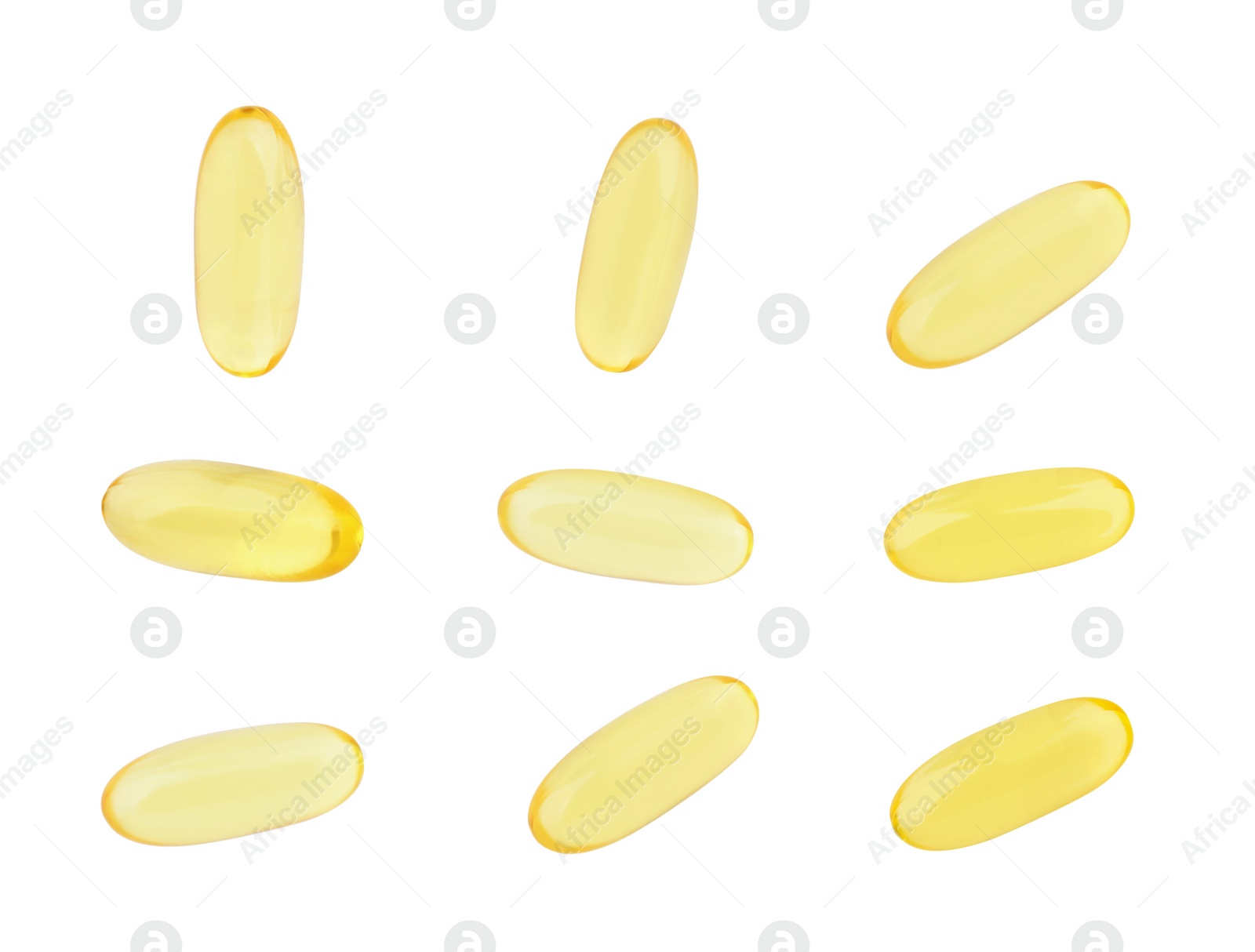 Image of Collage of vitamin pills isolated on white