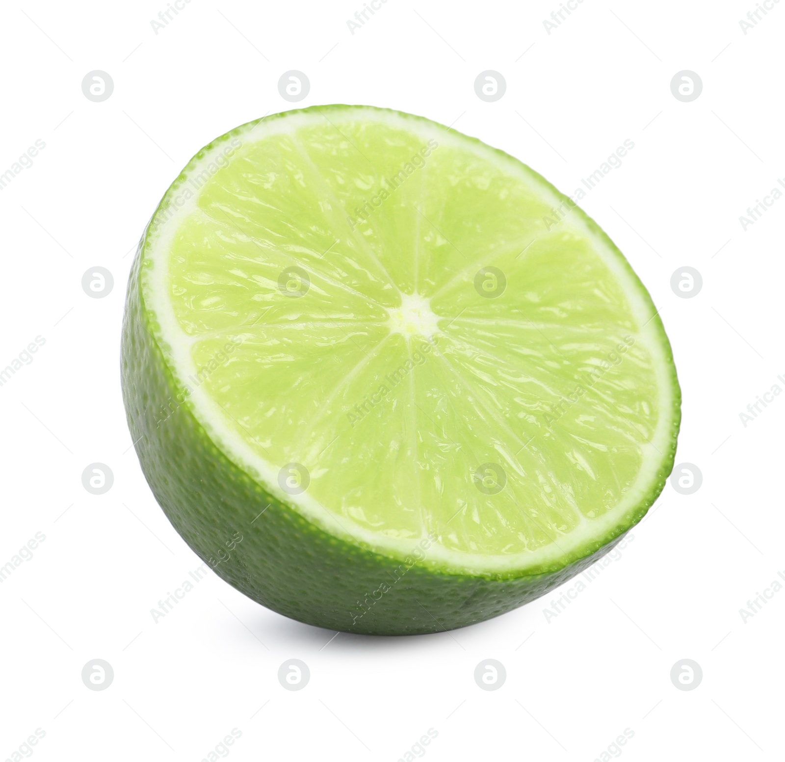 Photo of Citrus fruit. Half of fresh lime isolated on white