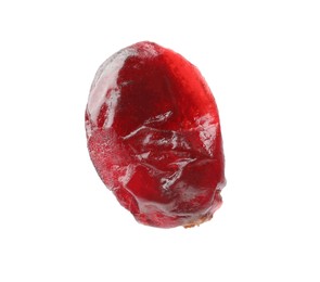 One tasty dried cranberry isolated on white