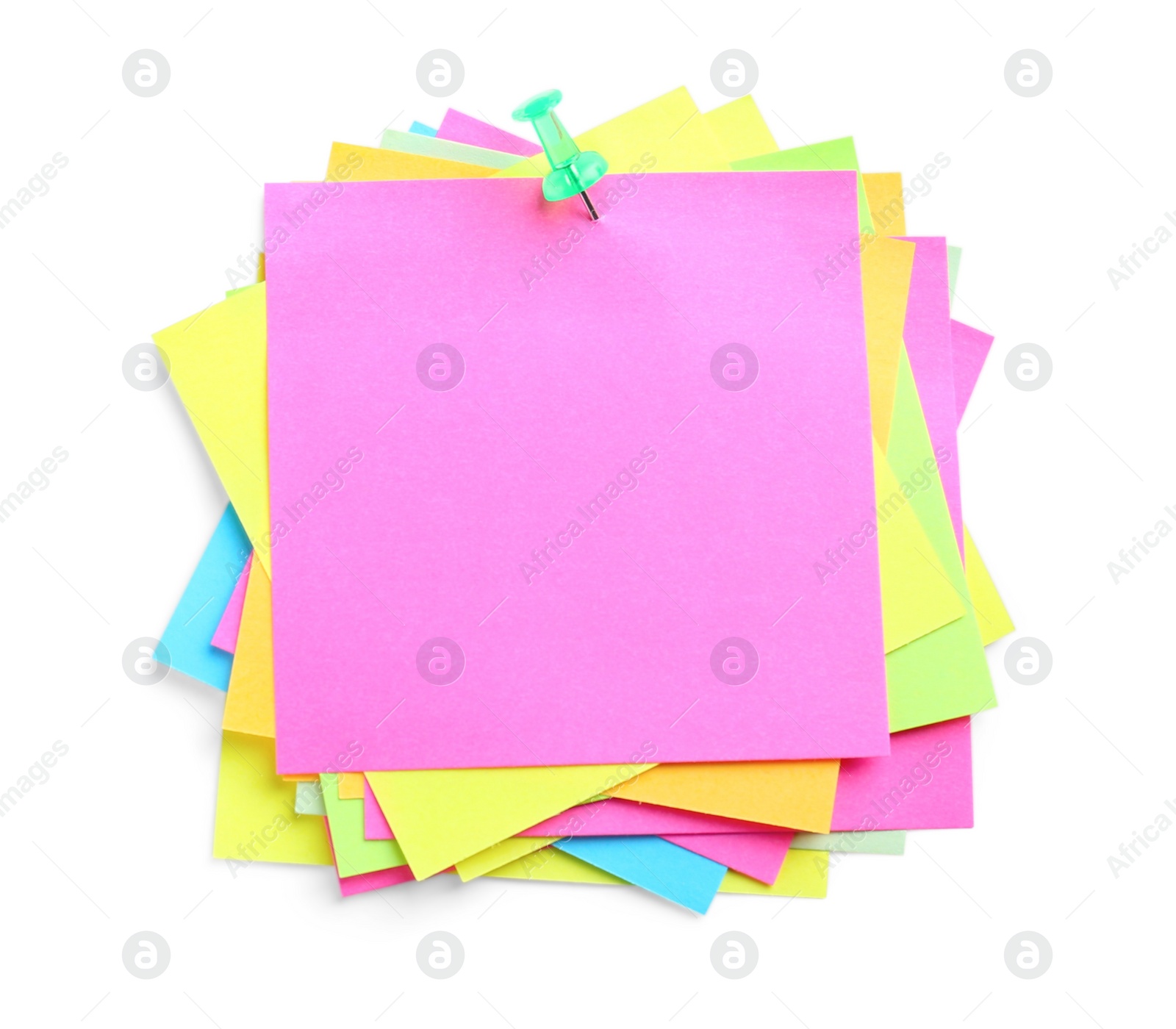 Photo of Many colorful notes isolated on white. Space for text