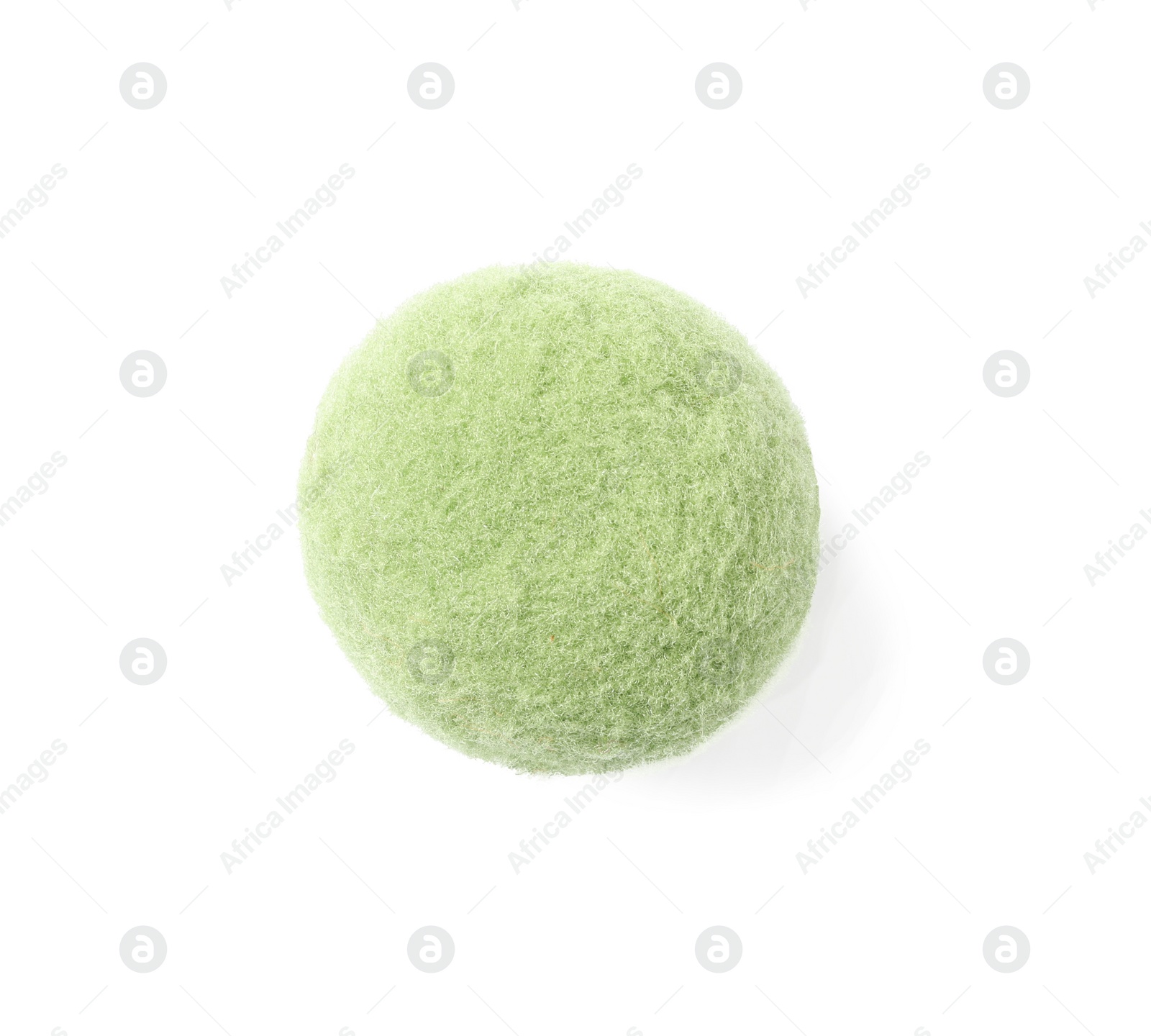 Photo of Green foam clown nose isolated on white, top view