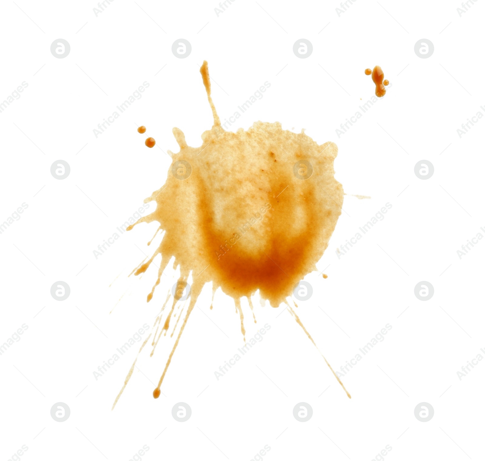 Photo of Dried coffee stain isolated on white, top view