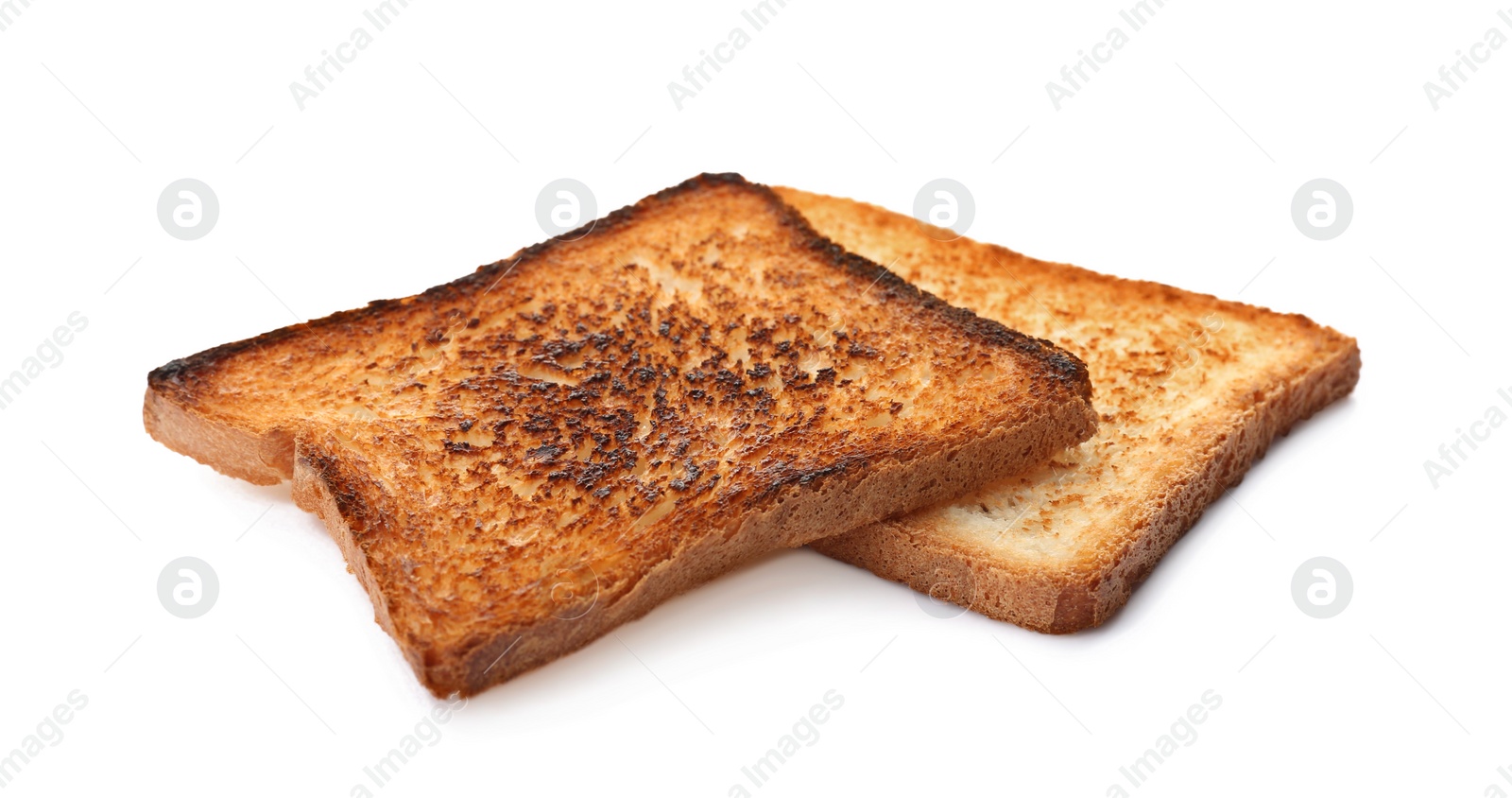 Photo of Toasted bread on white background