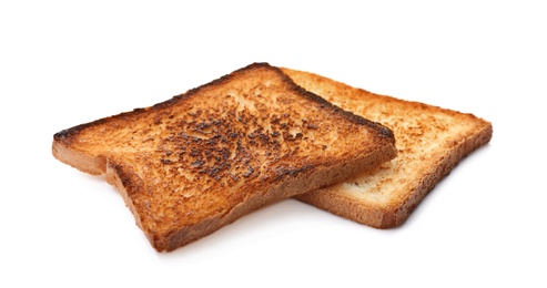 Toasted bread on white background