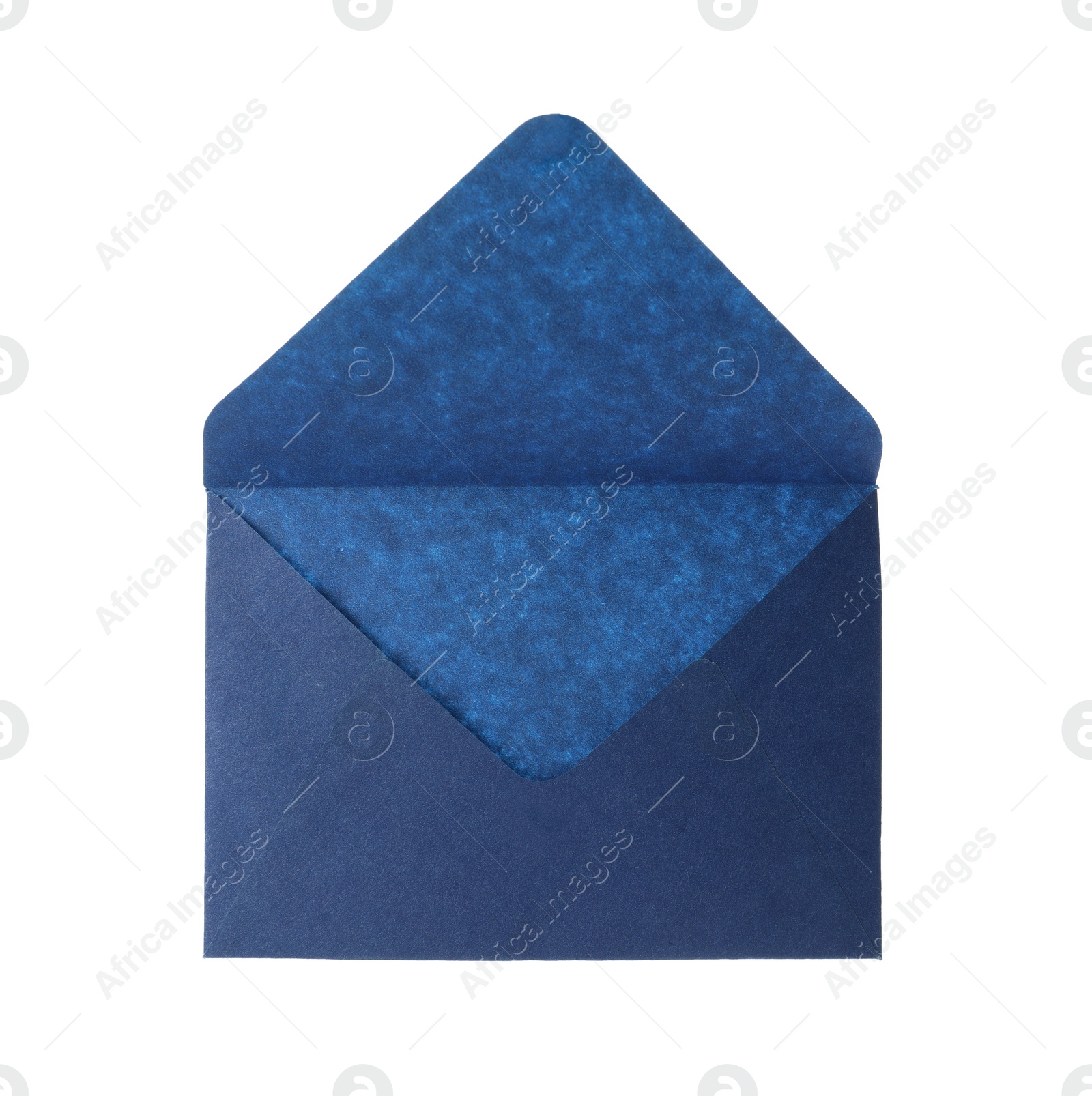 Photo of Blue paper envelope isolated on white. Mail service