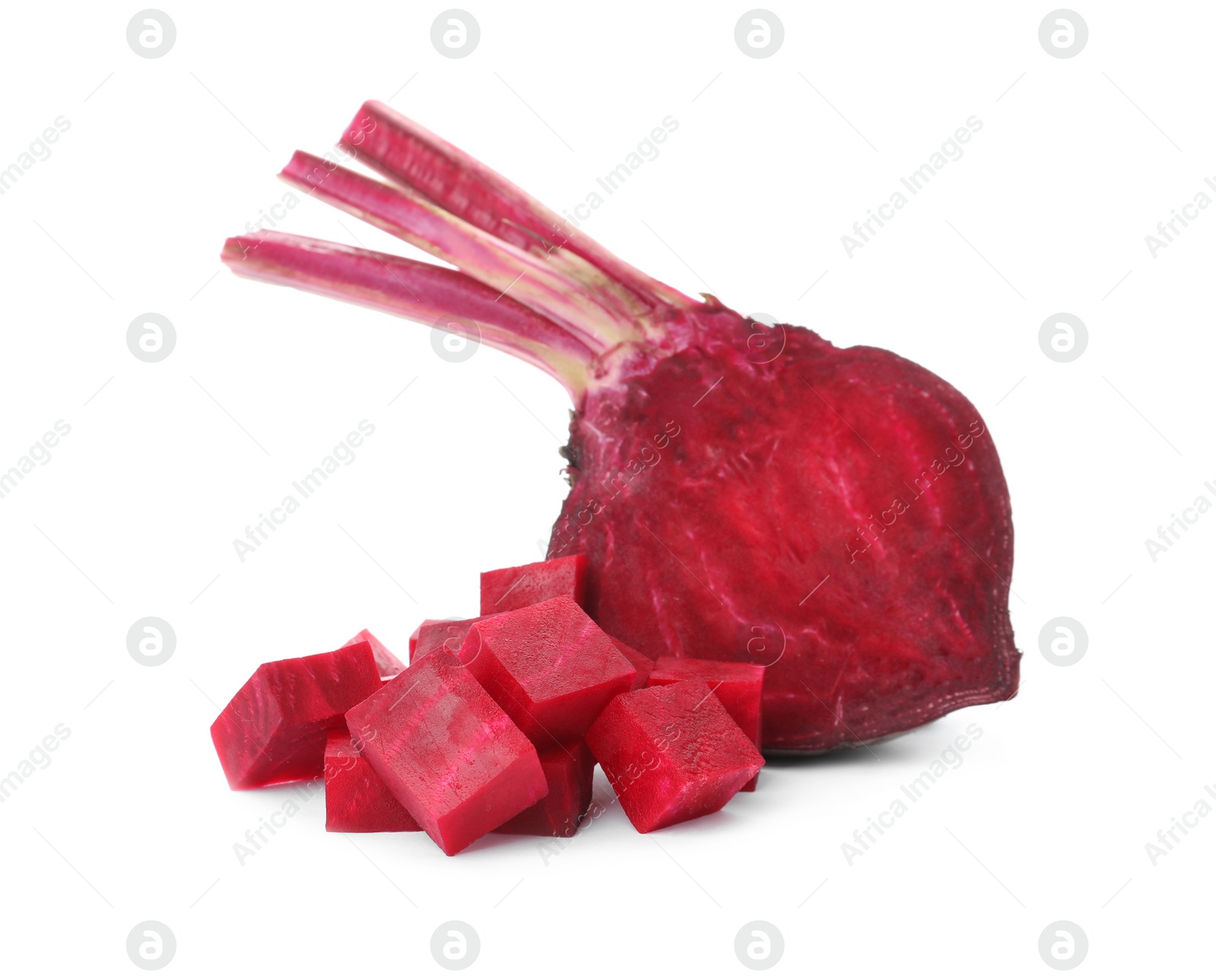 Photo of Cut fresh red beet on white background