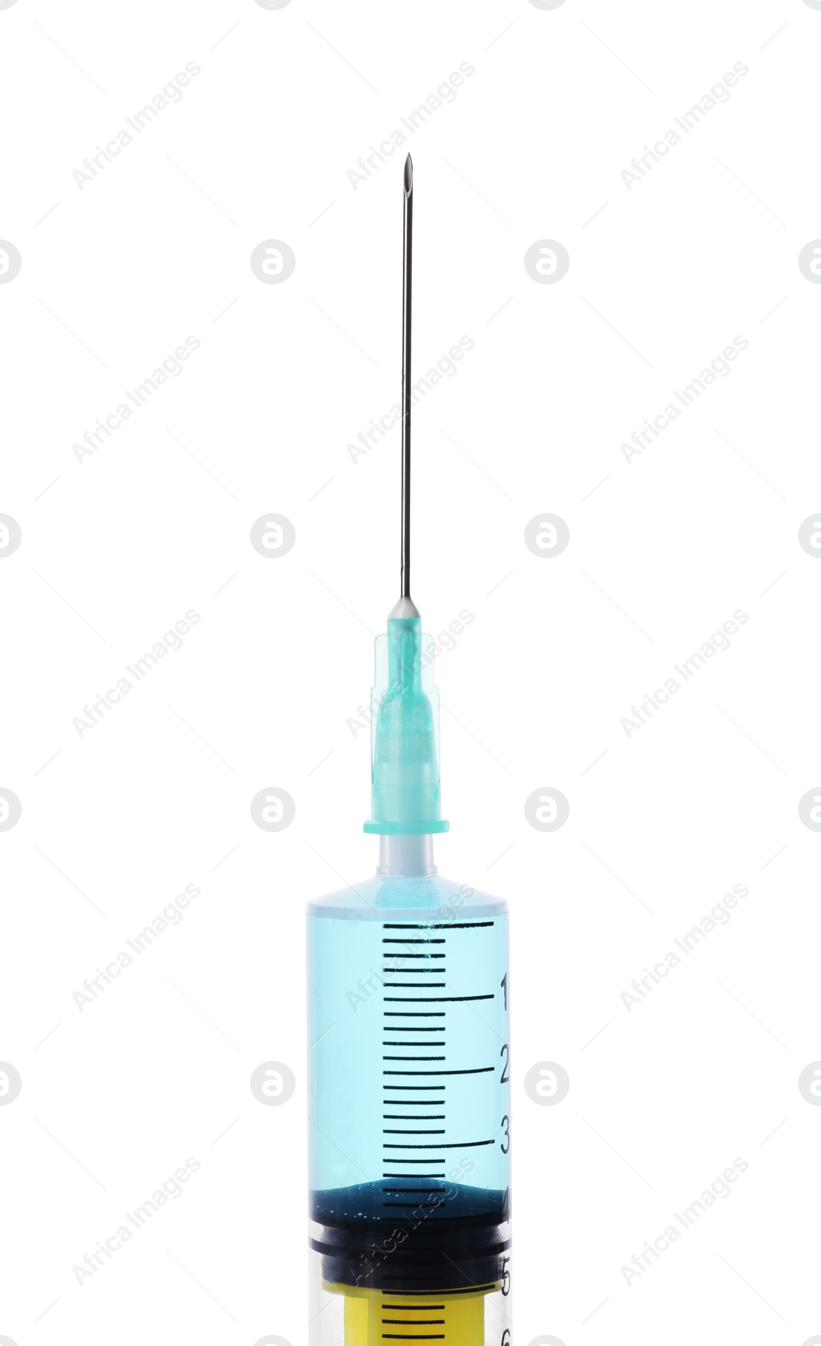 Photo of Disposable syringe with needle and medicine isolated on white