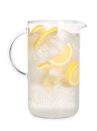 Freshly made lemonade in jug isolated on white