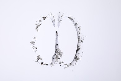 Photo of No smoking concept. Paper lungs and cigarette ash on white background, flat lay