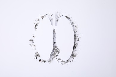 No smoking concept. Paper lungs and cigarette ash on white background, flat lay