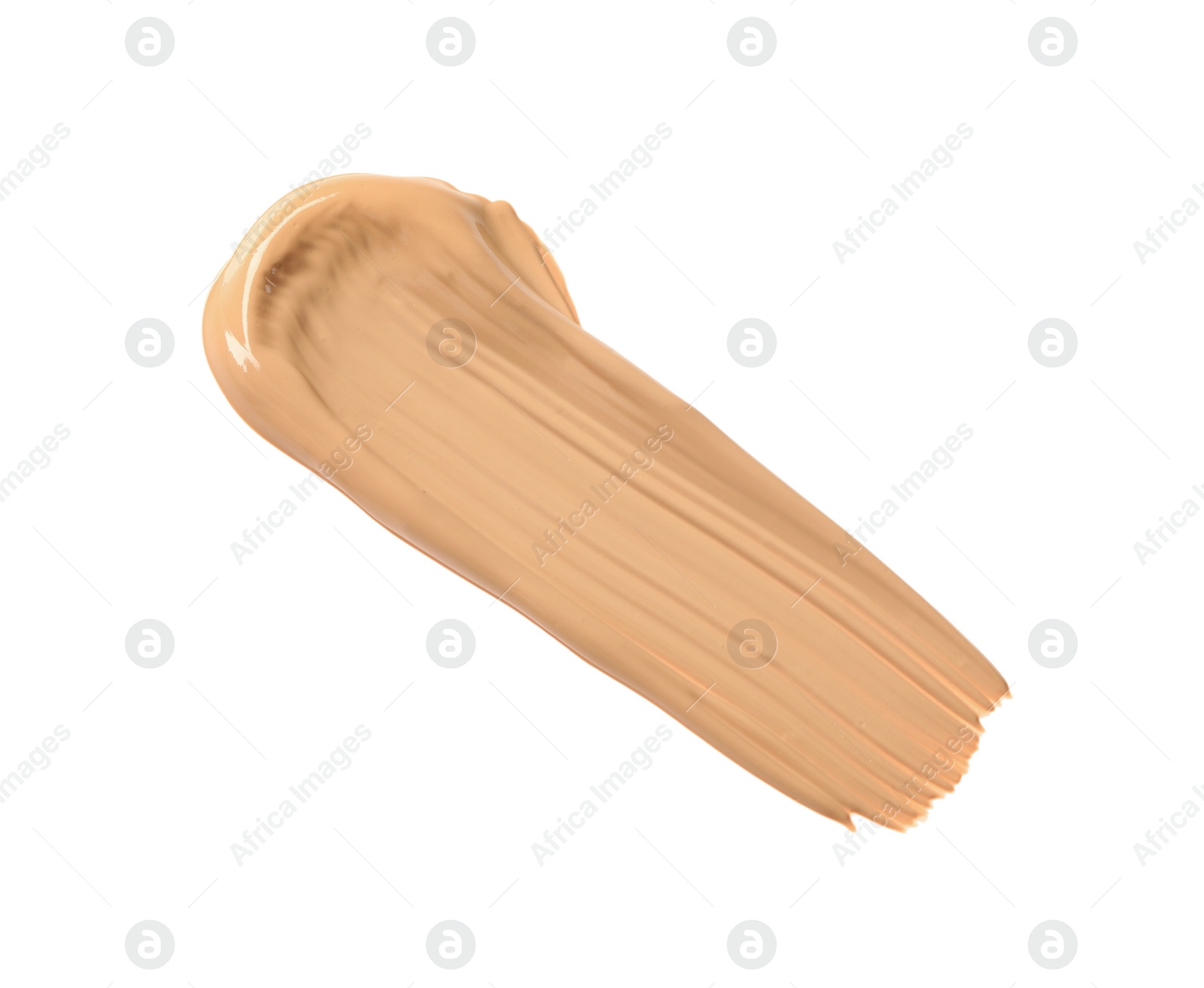 Photo of Smear of liquid skin foundation isolated on white, top view