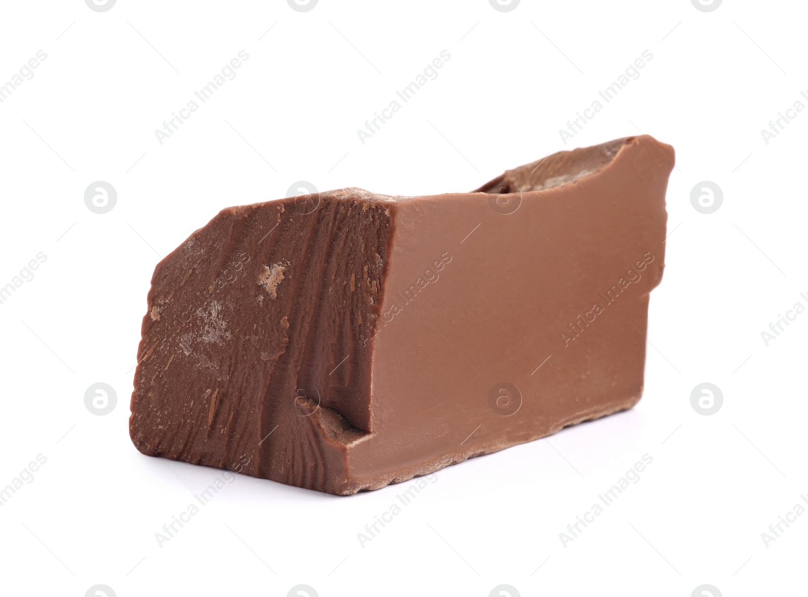 Photo of Piece of tasty milk chocolate isolated on white