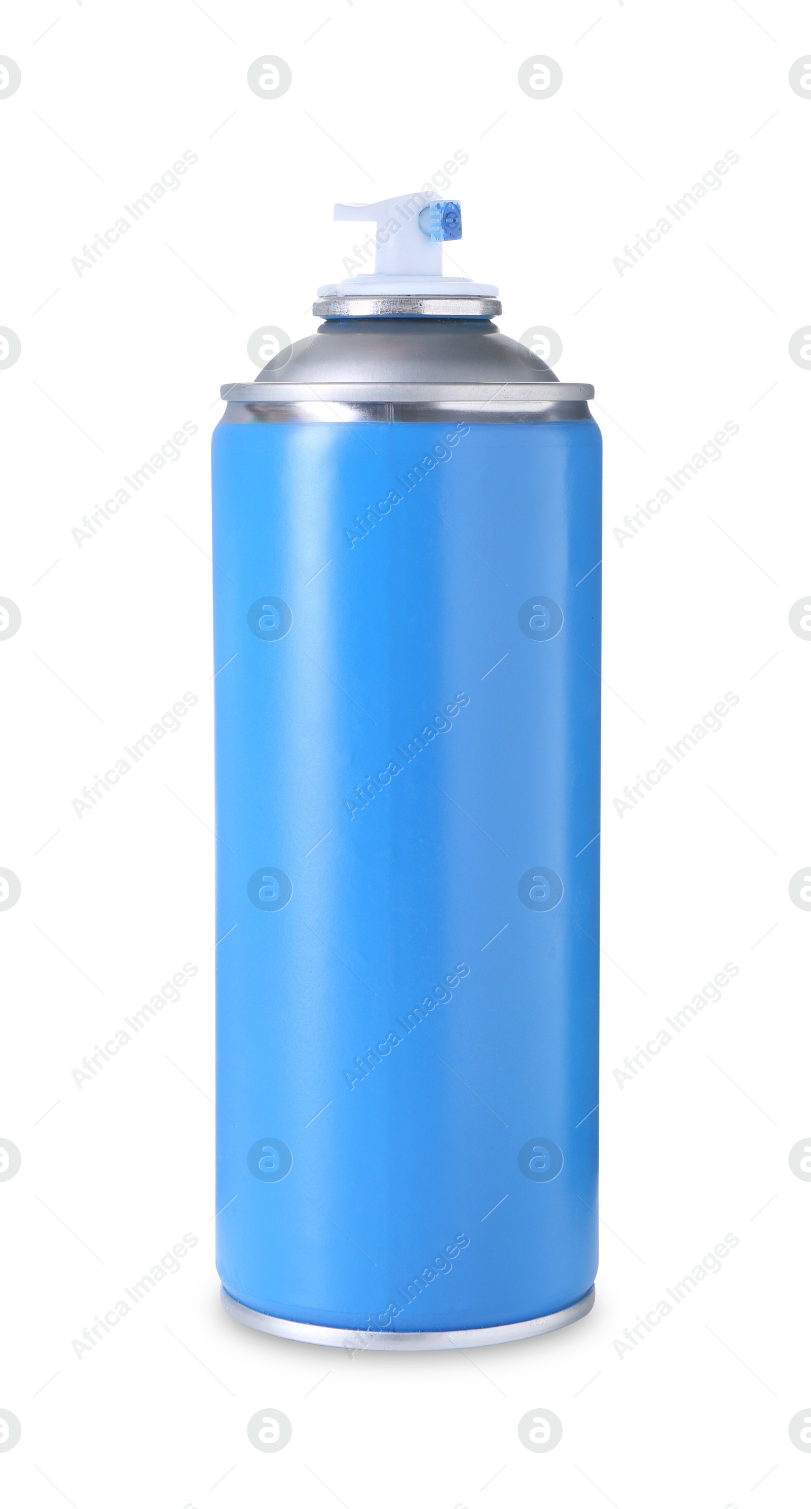 Photo of Blue can of spray paint isolated on white