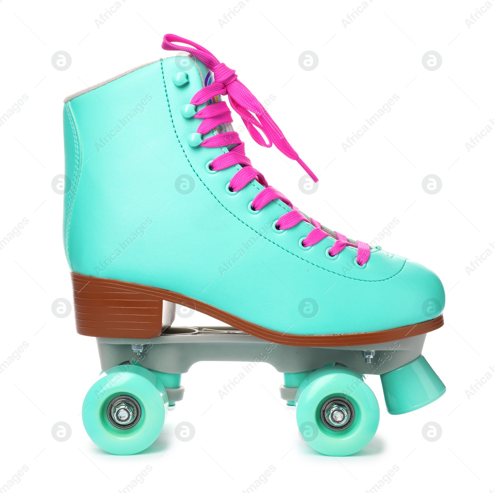 Photo of Bright stylish roller skate on white background