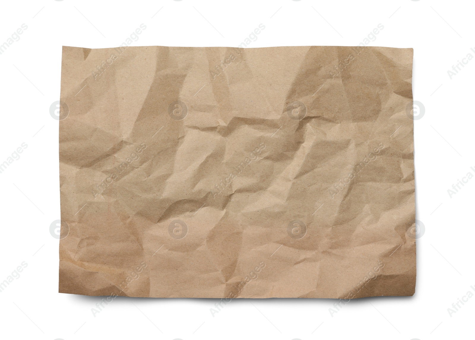 Photo of Color sheet of crumpled paper on white background, top view