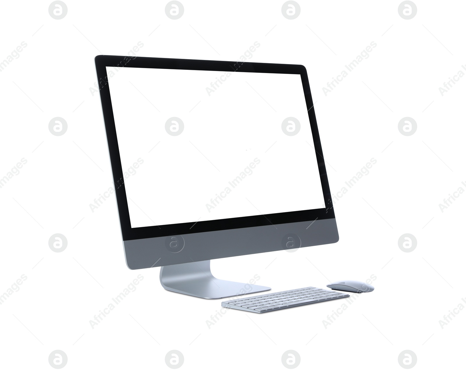 Photo of Modern computer monitor with blank screen isolated on white