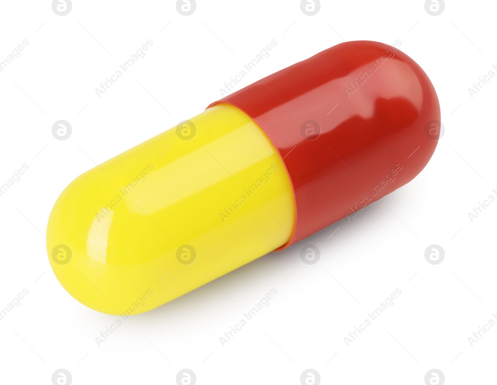 Photo of One antibiotic pill isolated on white. Medicinal treatment