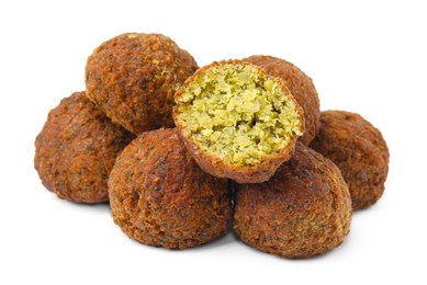 Photo of Delicious fried falafel balls isolated on white