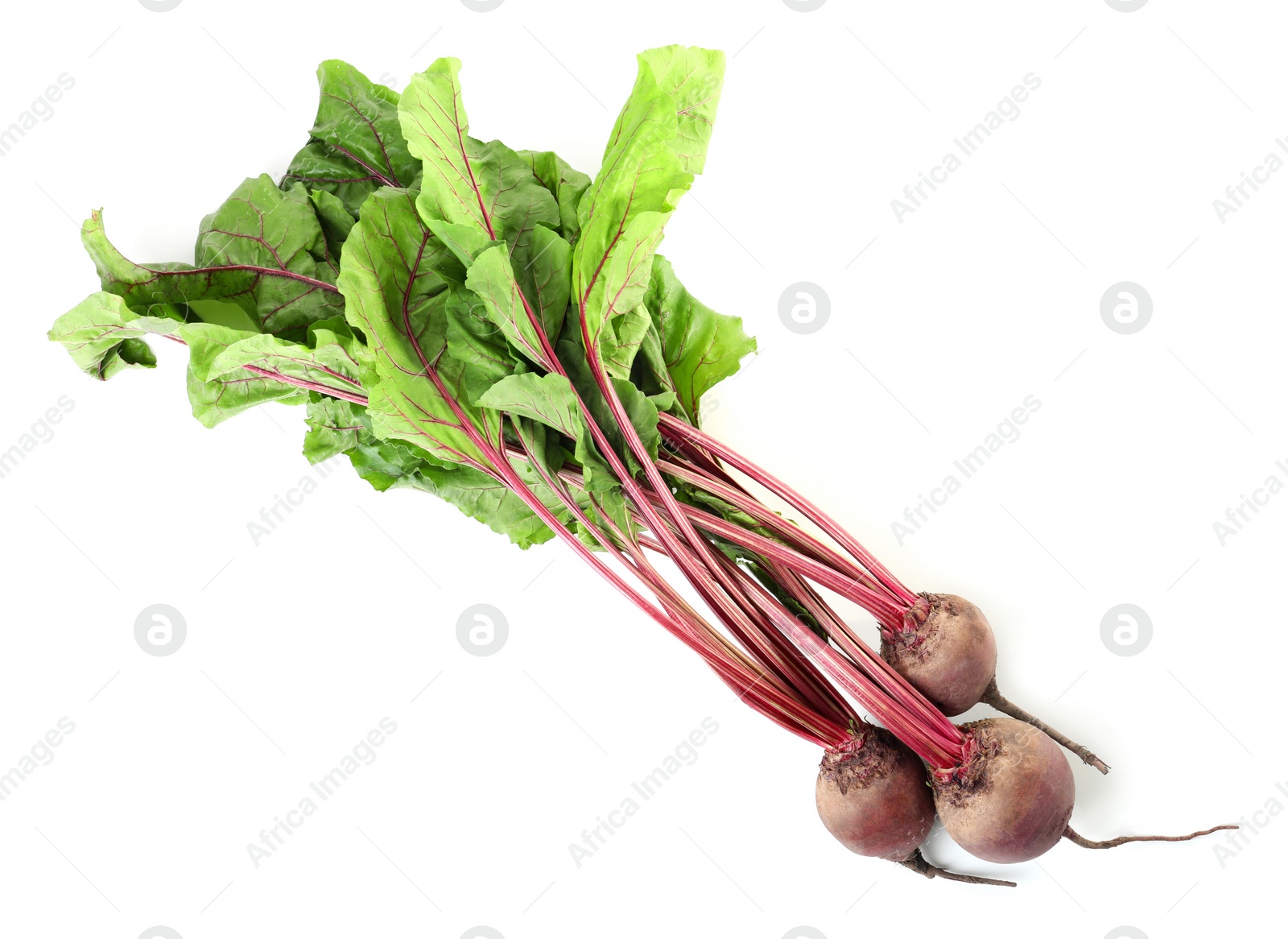 Photo of Raw ripe beets with leaves isolated on white