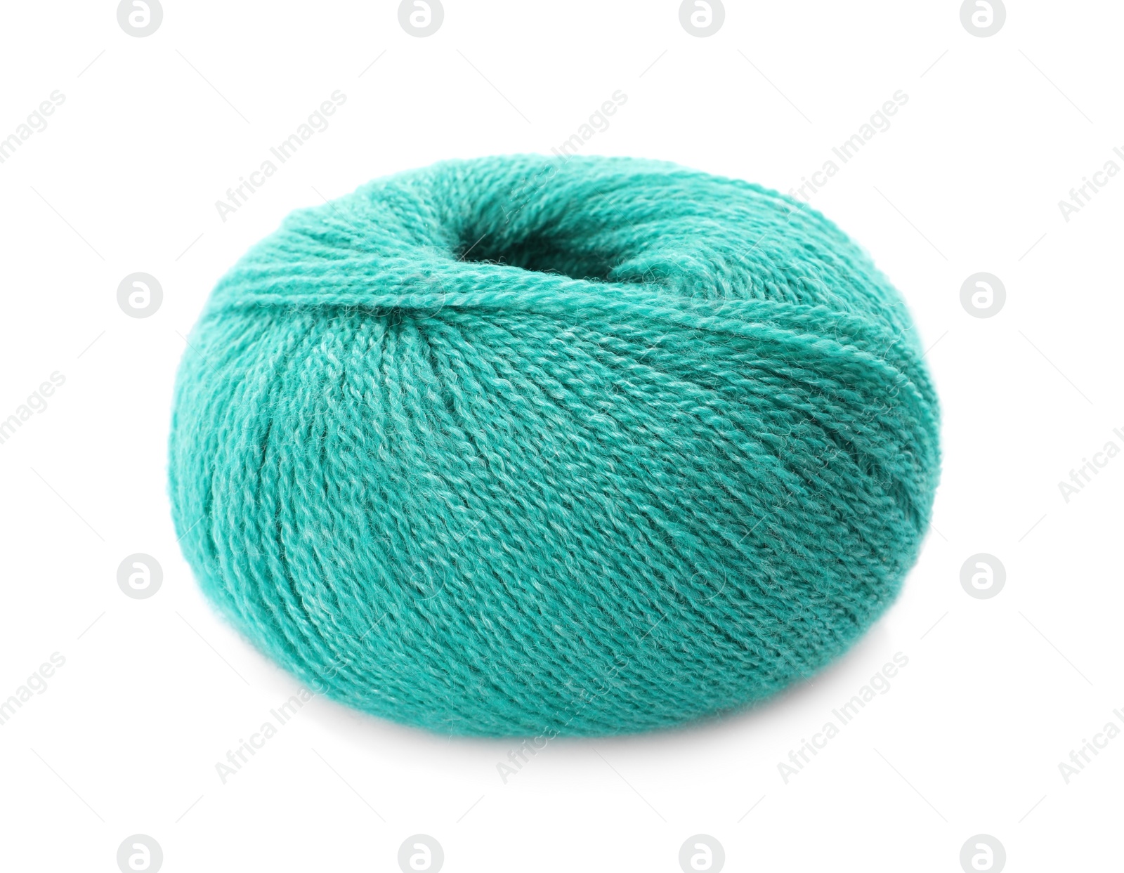 Photo of Soft turquoise woolen yarn isolated on white