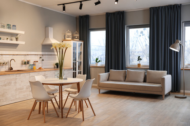 Modern kitchen interior with new stylish furniture