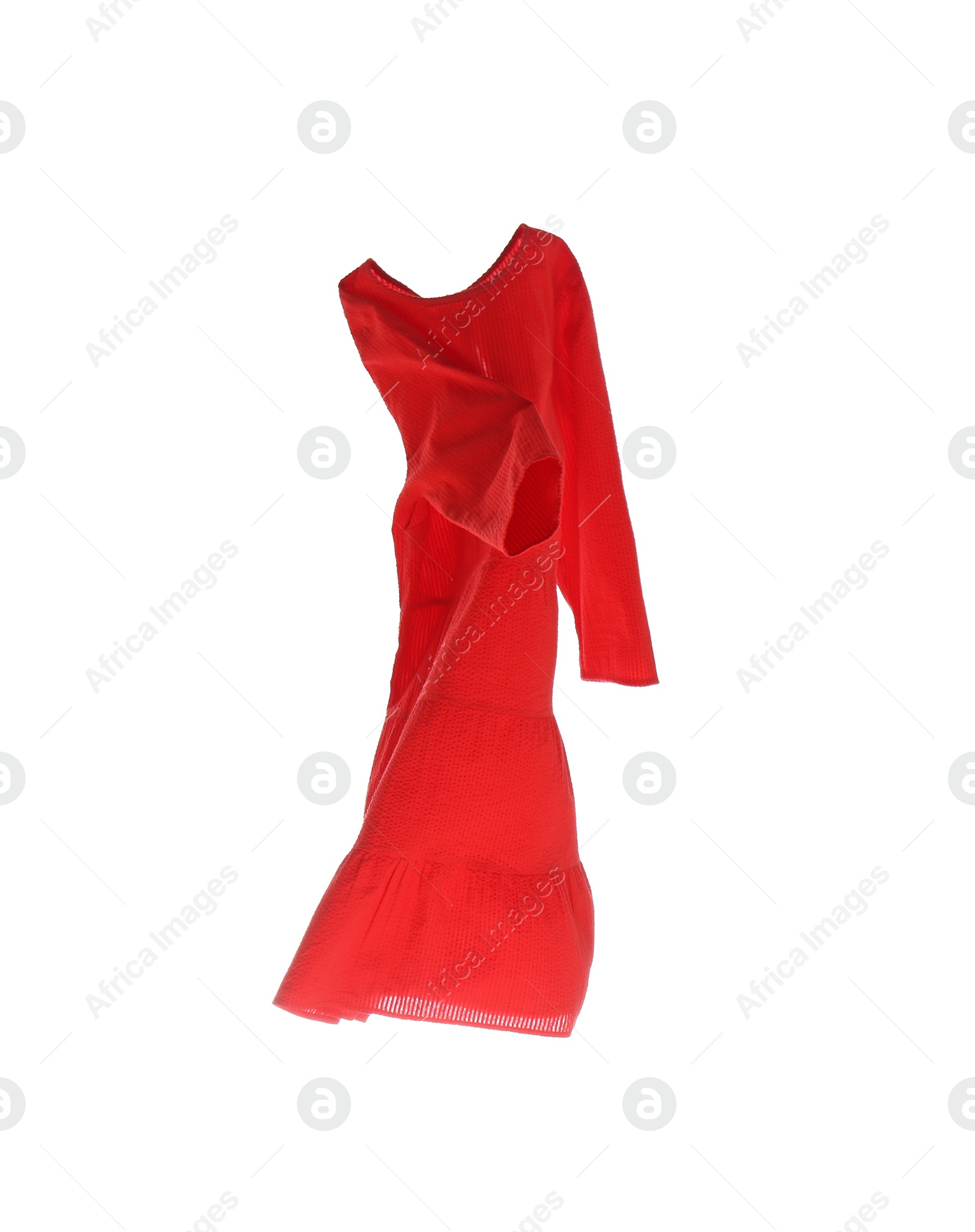 Photo of Red dress isolated on white. Stylish clothes