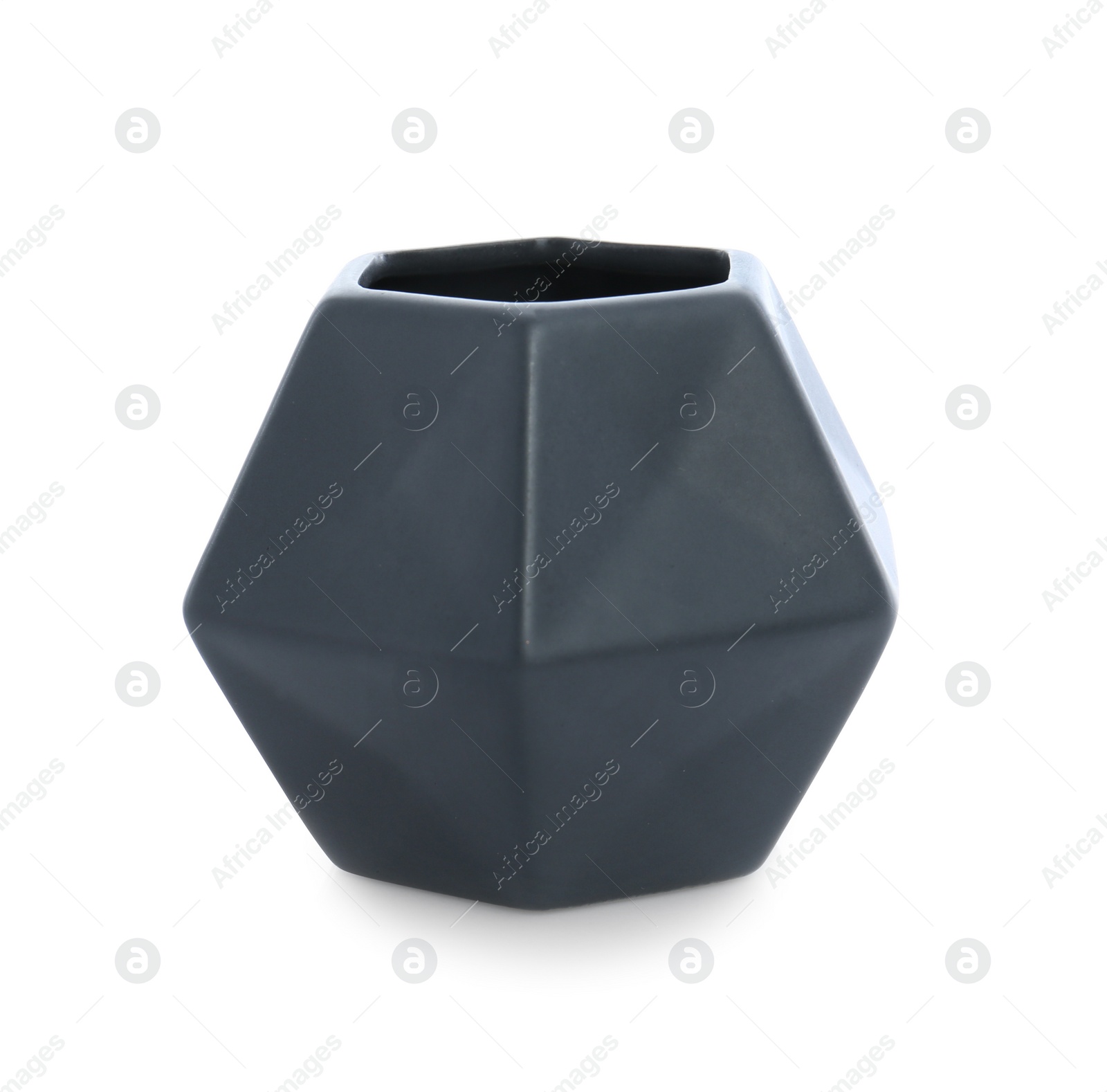 Photo of Stylish empty dark ceramic vase isolated on white