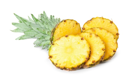 Photo of Slices of fresh pineapple isolated on white